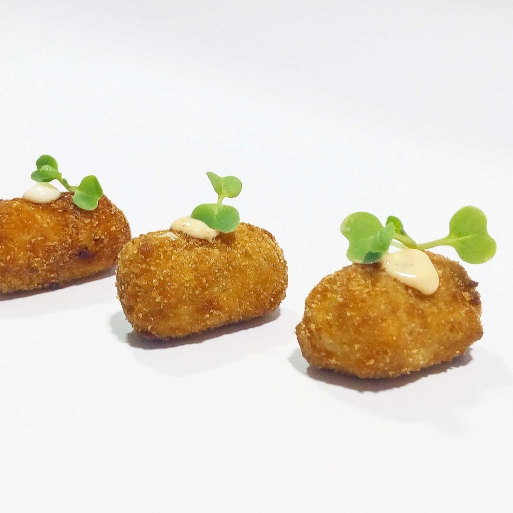 Croquetas caseras vegetarianas con kimchi